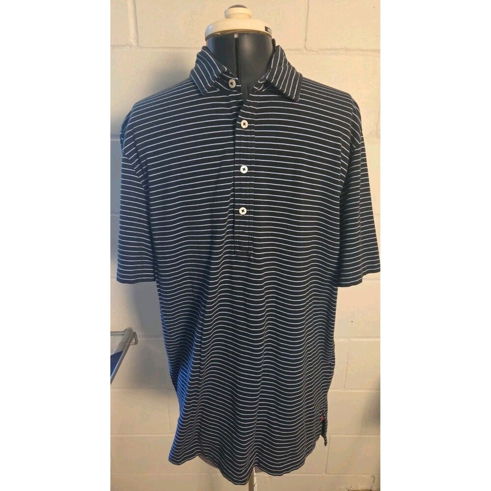 Polo Golf Ralph Lauren Stretch Lisle Men’s Medium Polo Blue And Black Stripe EUC